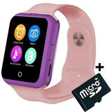 Ceas Smartwatch cu Telefon iUni V88, 1.22 inch, BT, 64MB RAM, 128MB ROM, Roz + Card MicroSD 4GB Cado